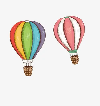手绘热气球矢量素材免抠