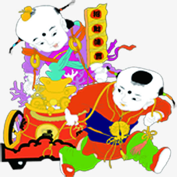 春天中国风插图人物免抠
