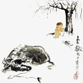 牛中国风水墨素材免抠