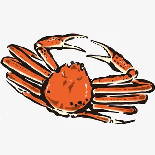 黄色手绘设计帝王蟹免抠