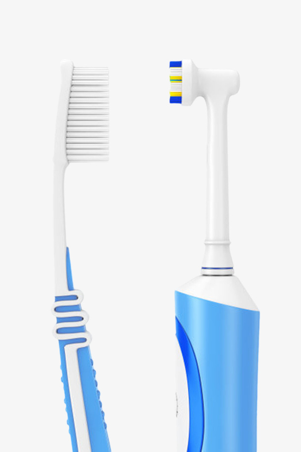 蓝白色电动牙刷和手动牙刷实物免抠