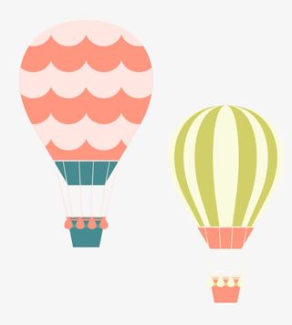 热气球卡通手绘素材免抠