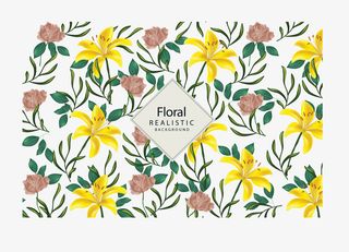 百合山茶春天花纹免抠