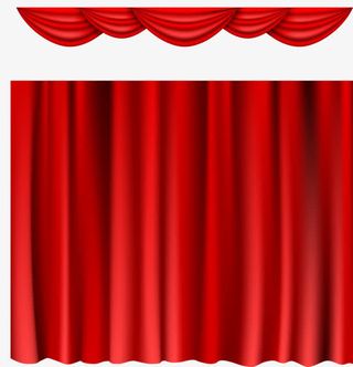 红色窗帘免抠