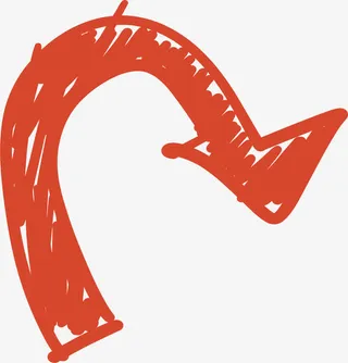 手绘红色转弯箭头免抠