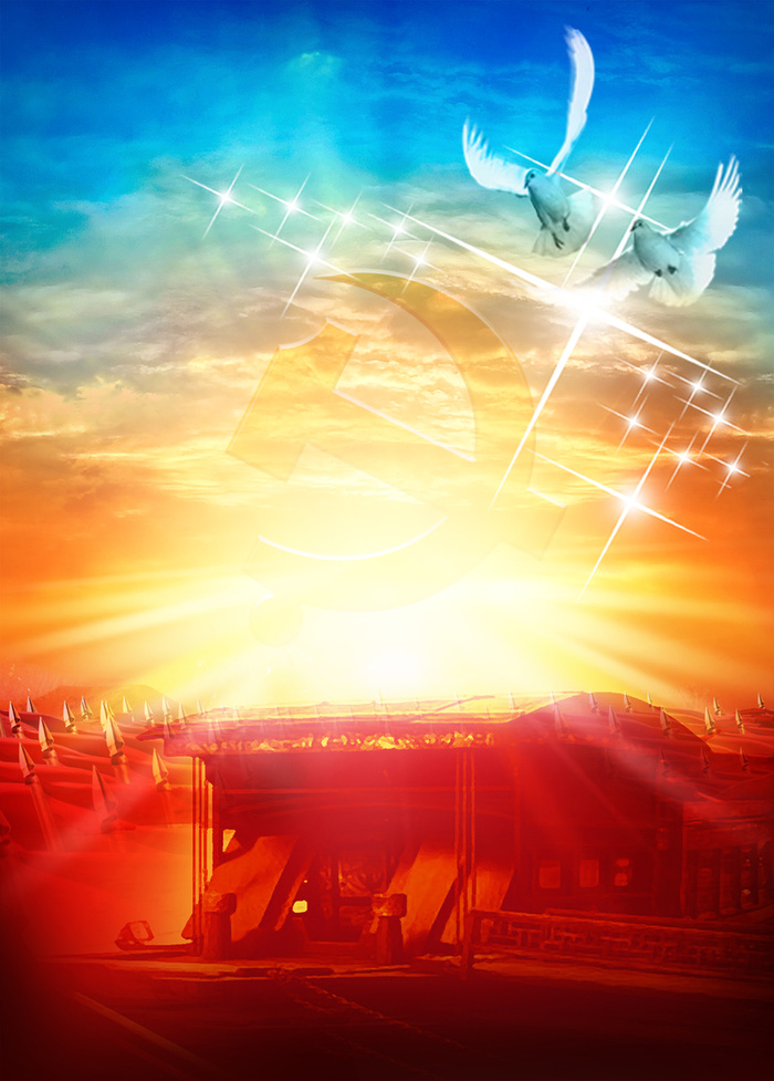 日出时启程的红船背景素材高清