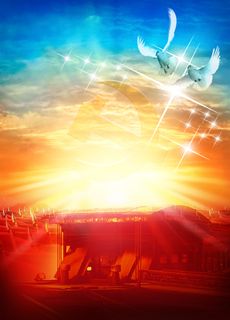 日出时启程的红船背景素材高清