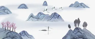 抽象山水矢量图免抠