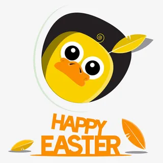 卡通小黄鸭复活节海报矢量素材免抠