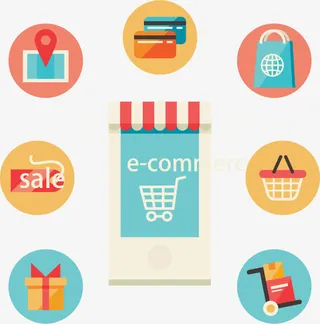 矢量手绘网络购物免抠