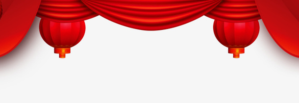 中国风红色幕布灯笼免抠