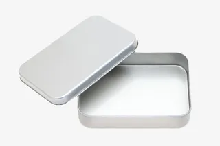 银色揭开盖子的金属盒子实物免抠