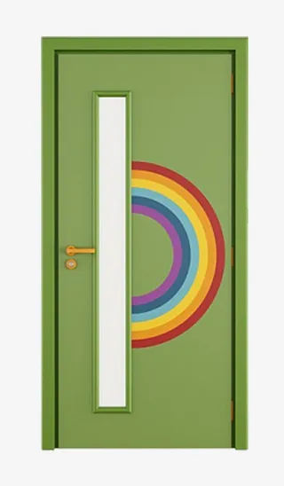 绿色彩虹中式木门免抠