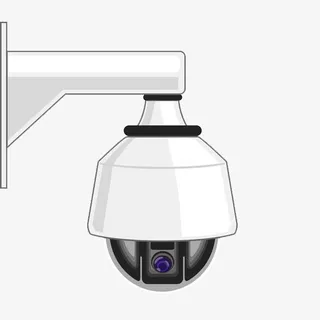 卡通手绘白色圆形监控器免抠