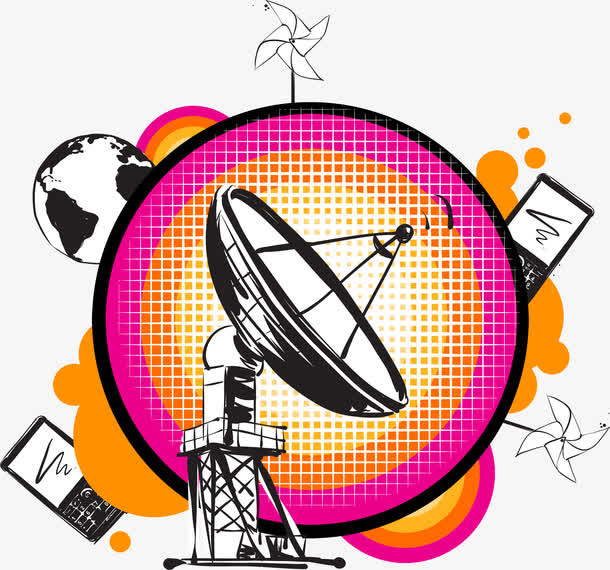 创意电子科技雷达卫星全方位监控免抠