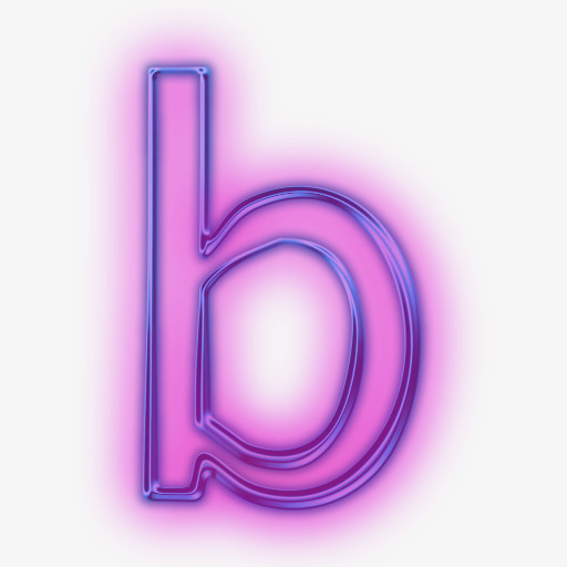 蓝紫色效果字母b免抠