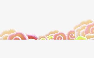 粉色中国风云朵装饰图案免抠