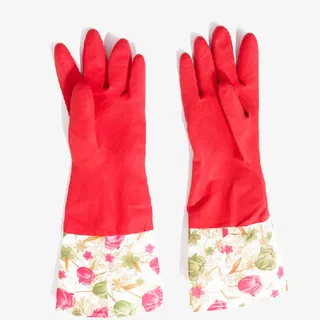 红色PU洗衣手套免抠