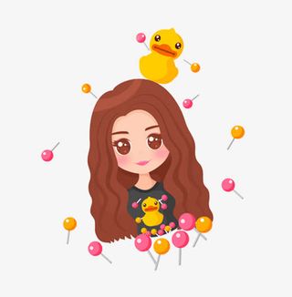 卡通女孩棒棒糖免抠