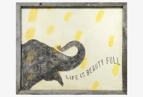 挂画卡通手绘无框画 大象 油画免抠