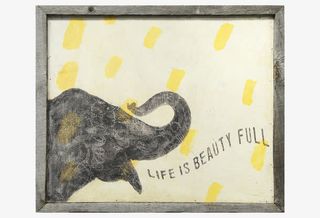 挂画卡通手绘无框画 大象 油画免抠