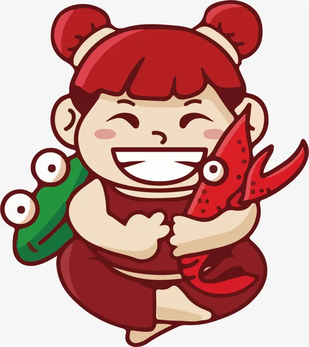 卡通娃娃虾图标免抠