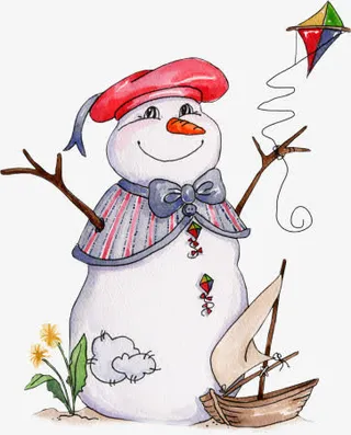 手绘卡通可爱小雪人免抠