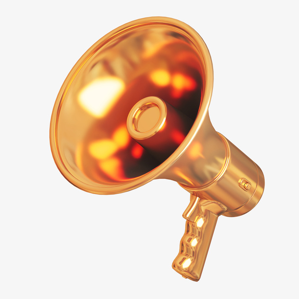 金色 喇叭 立体免抠