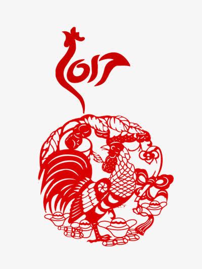 红色团圆式公鸡免抠