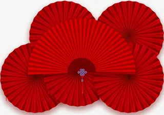 中国风新年装饰扇子素材免抠