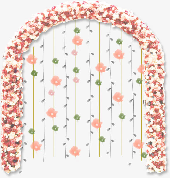 粉色浪漫婚礼花门免抠