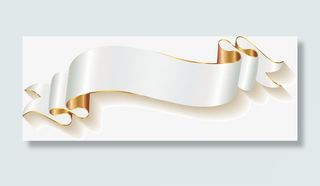 矢量手绘白色横幅免抠