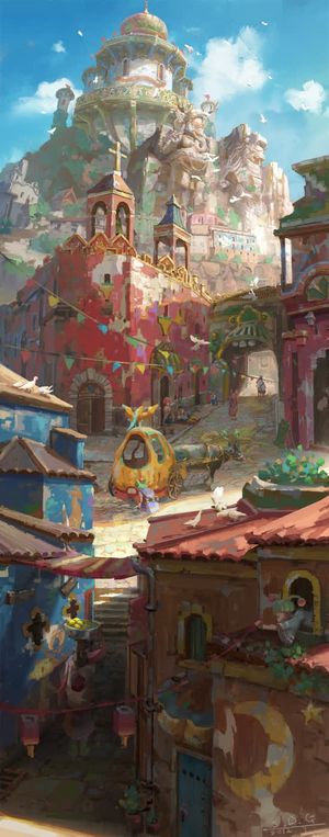 粉色城堡样式壁纸免抠