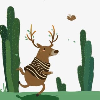 卡通奔跑的麋鹿免抠