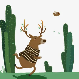 卡通奔跑的麋鹿免抠