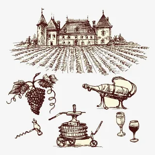 手绘葡萄庄园矢量图免抠