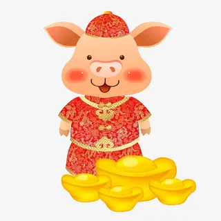 卡通春节喜庆猪年大吉免抠