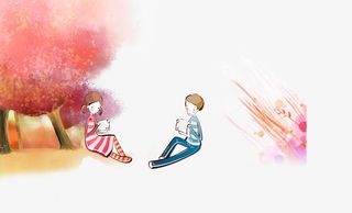 情侣在树下聊天免抠