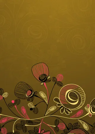 手绘花卉植物浪漫婚礼邀请函背景高清