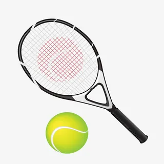 手绘矢量运动网球拍免抠