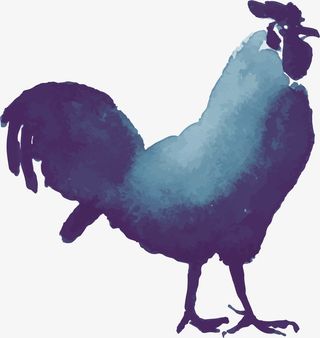 创意大公鸡水墨画插画装饰免抠