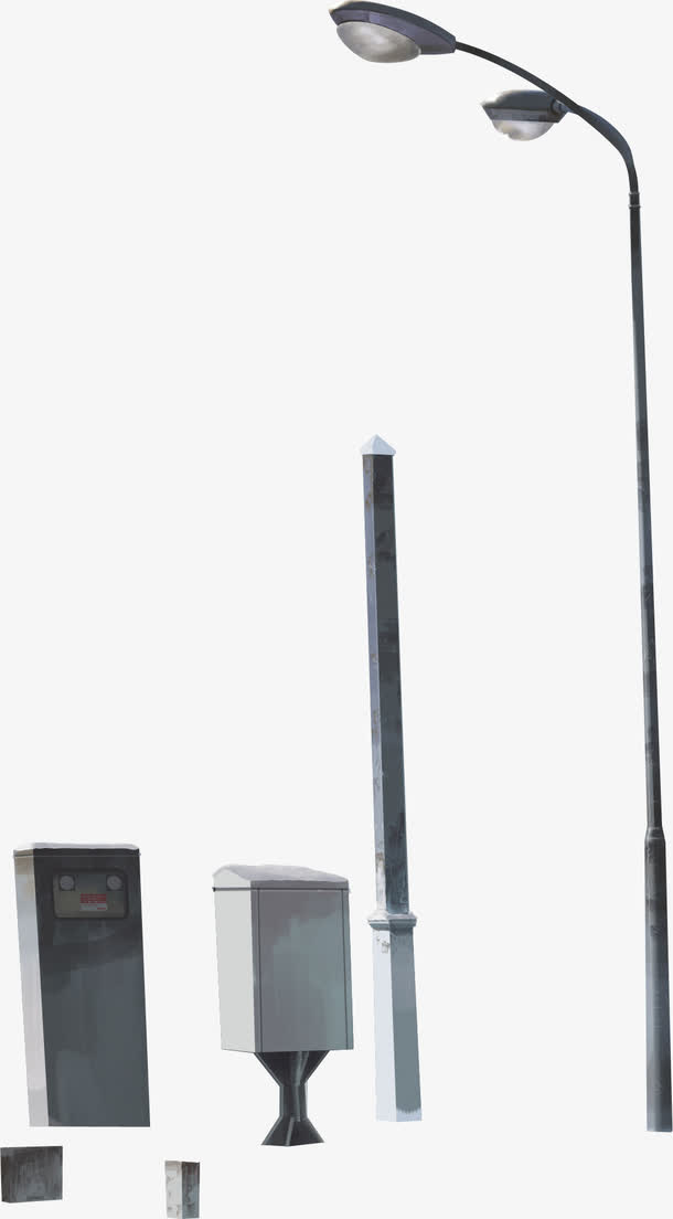 手绘黑色高清路灯免抠
