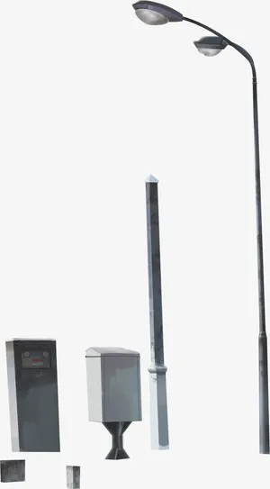 手绘黑色高清路灯免抠