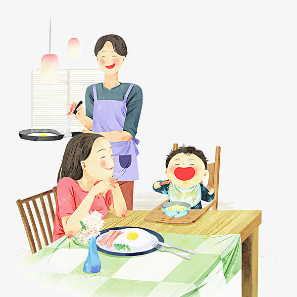 卡通小孩吃面免抠