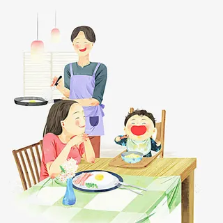 卡通小孩吃面免抠