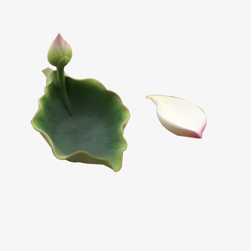 荷叶素材碗筷免抠