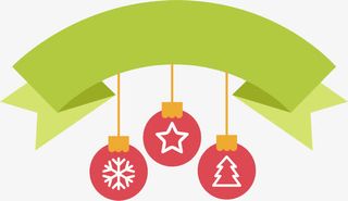 矢量绿色圣诞装饰标签免抠