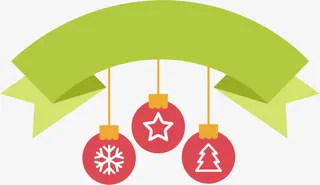 矢量绿色圣诞装饰标签免抠