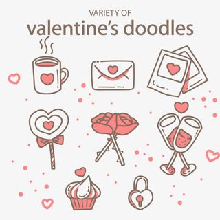 矢量可爱的情人节元素涂鸦免抠