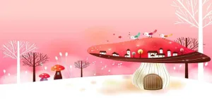 粉色卡通画背景高清